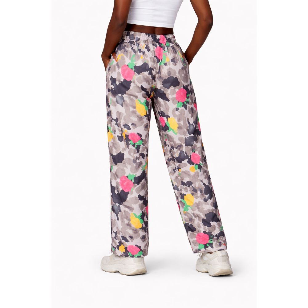 Women Floral Camouflage Wide Leg Trousers